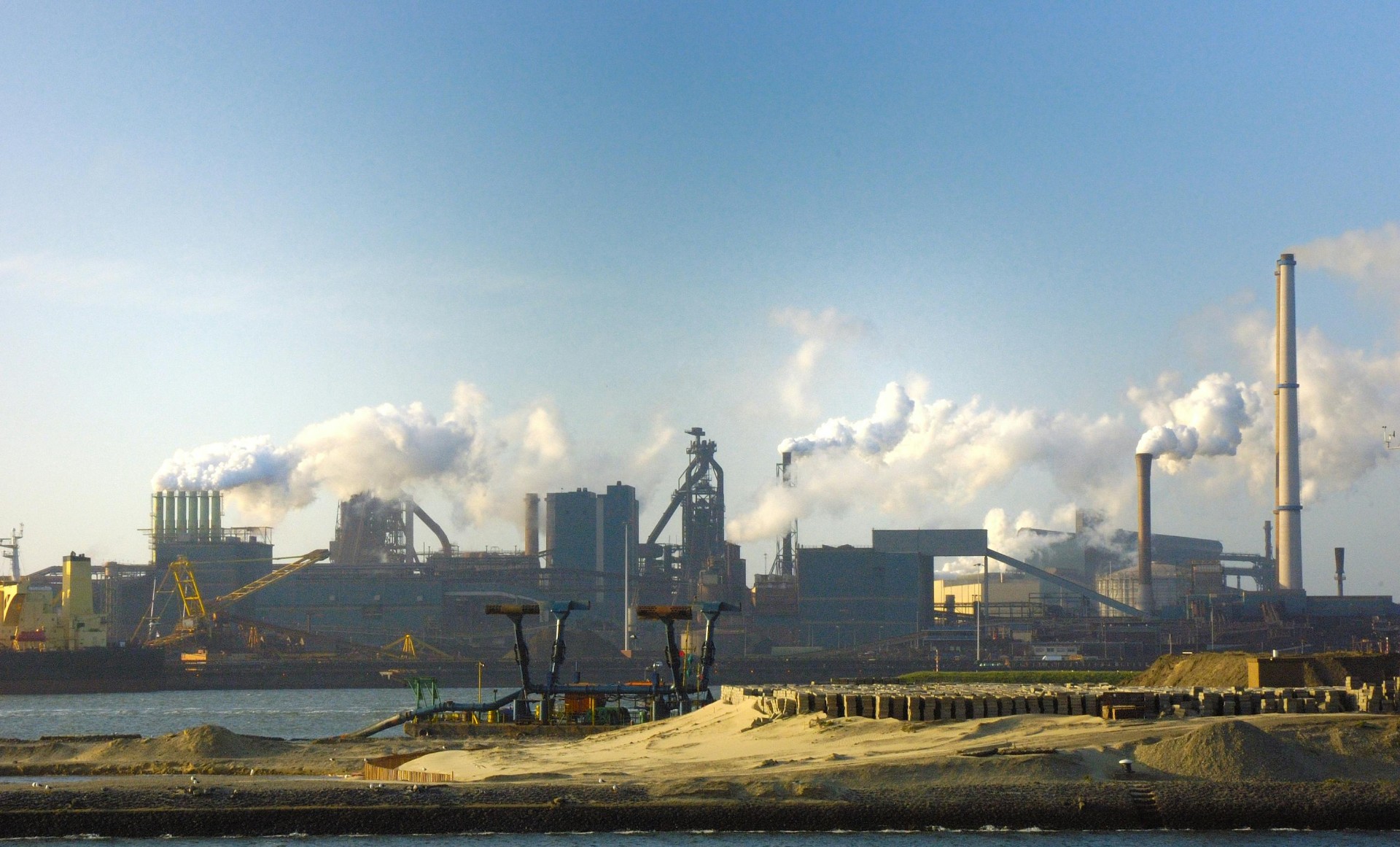 Industrial mill at sunrise
